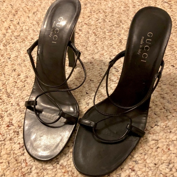 gucci black strappy heels